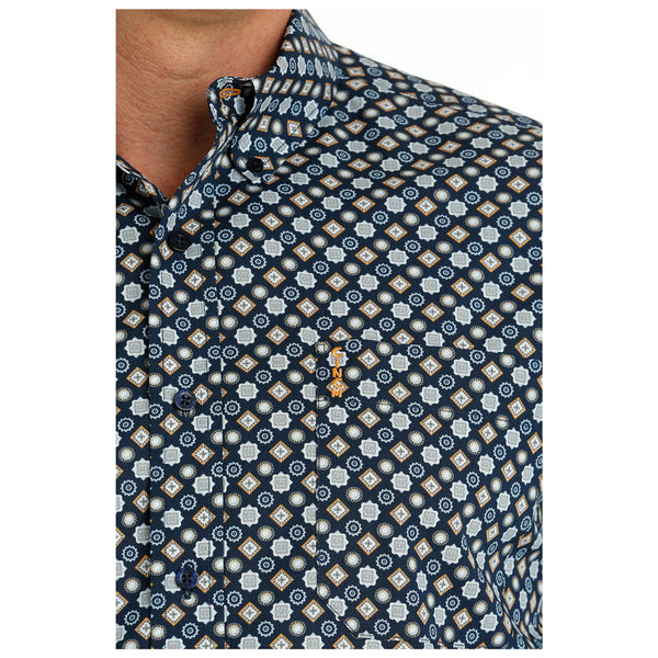 MTW1347093 Cinch Men's Long Sleeve Buttondown Modern Fit Western Shirt - Navy Print