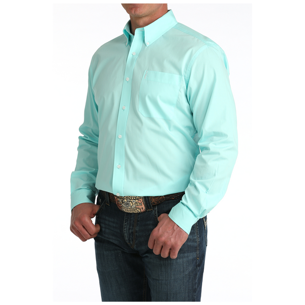MTW1347155 Cinch Men's Modern Fit Solid Long Sleeve Button Down Western Shirt - Blue