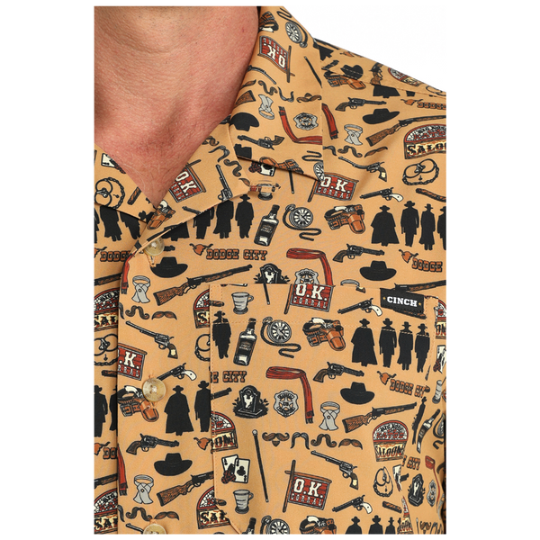 MTW1401058 Cinch Men's Short Sleeve Camp Shirt - Brown