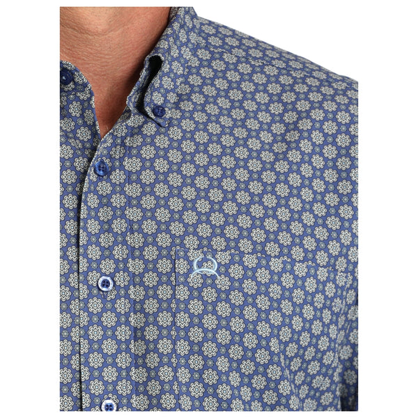MTW1724001 Cinch Men's ArenaFlex Long Sleeve Western Button Down Shirt - Royal Blue Print