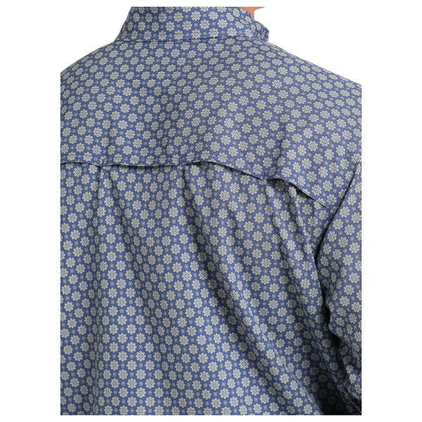 MTW1724001 Cinch Men's ArenaFlex Long Sleeve Western Button Down Shirt - Royal Blue Print