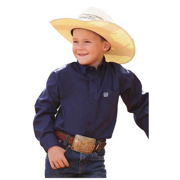 MTW7060412 Cinch Boys' Long Sleeve Button Down Western Shirt - Royal