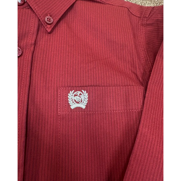 MTW7060426 Cinch Boys' Long Sleeve Western Button-down Shirt - Burgundy Stripe