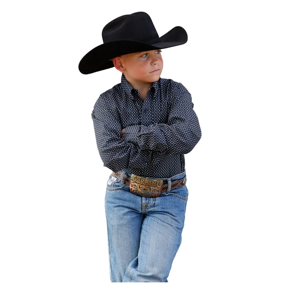 MTW7060429 Cinch Boys' Long Sleeve Buttondown Western Shirt - Navy