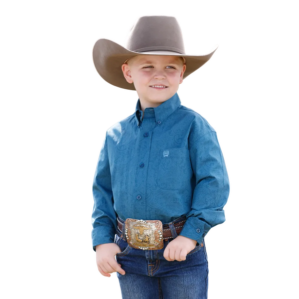 MTW7060432 Cinch Boys' Long Sleeve Buttondown Western Shirt - Blue