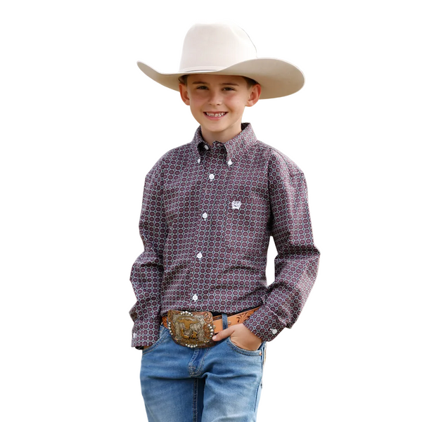 MTW7060433 Cinch Boys' Long Sleeve Buttondown Western Shirt - Purple