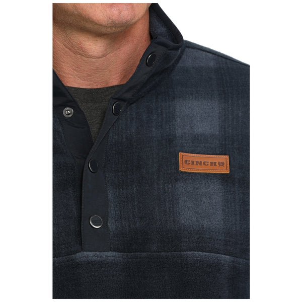 MWK1514028 Cinch Men's Polar Fleece Pullover - Navy Plaid