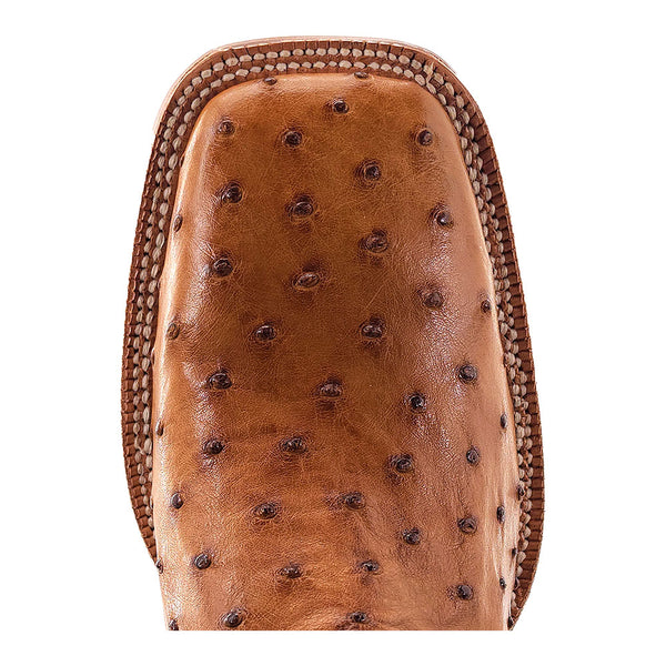 RW4506-2 R. Watson Men's Antique Saddle Bruciato Full Quill Ostrich Square Toe Cowboy Boot