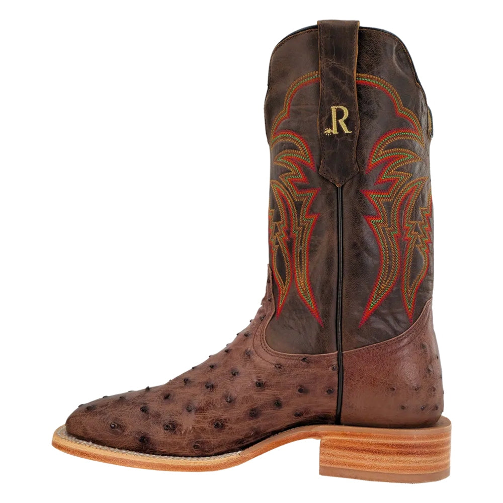 Men's Full Quill Ostrich Wide Square Toe Western Boot