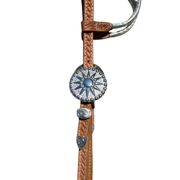 Kathy's Santana Silver Sunburst Double Ear Headstall - Light Oil