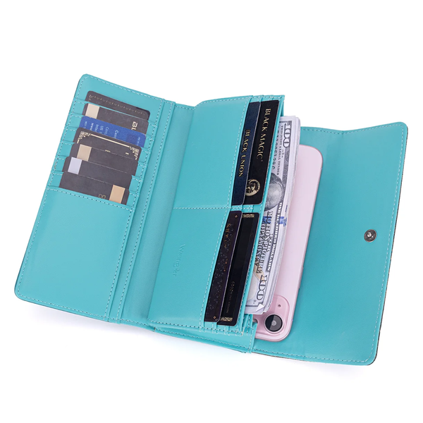 WG196-W056TQ Wrangler Western Floral Tooled Wristlet RFID Wallet - Turquoise