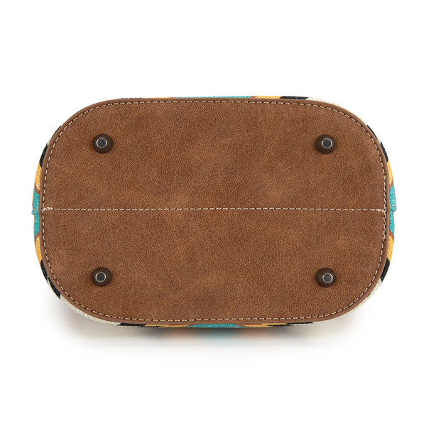 WG221-8360GN Wrangler Aztec Distressed Print Dual Sided Print Crossbody - Green