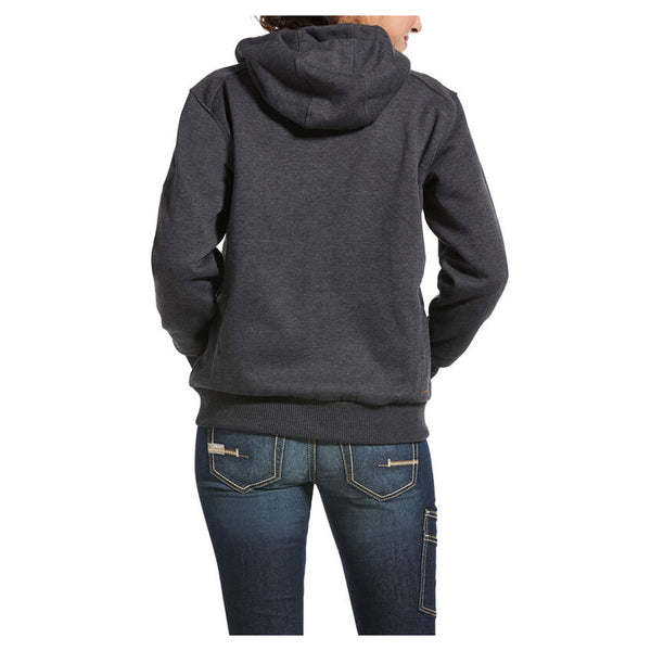 10032910 Ariat Woman's Rebar All Weather Full Zip Hoodie Sweatshirt- Charcoal Heather