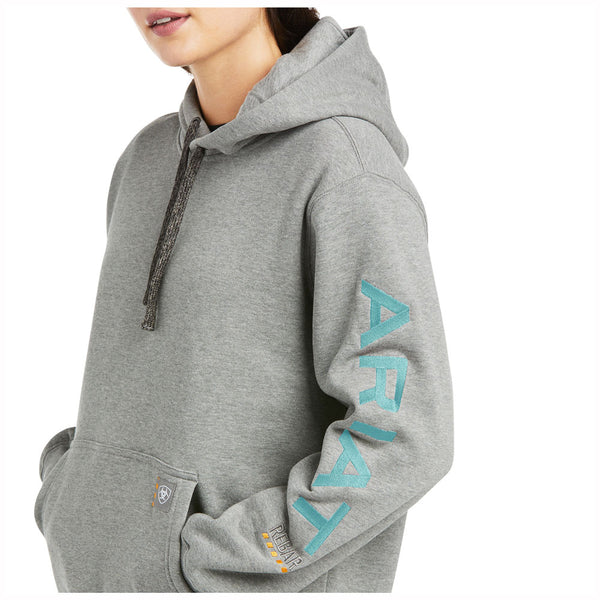 10037619 Ariat Woman's Rebar Graphic Hoodie Sweatshirt - Heather Grey