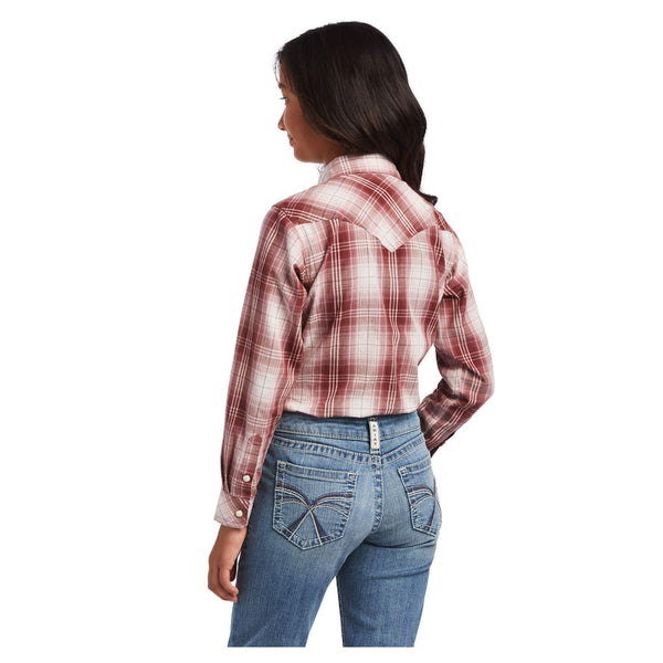 10040630 Ariat Girls' REAL Plaid Long Sleeve Shirt - Russet Plaid