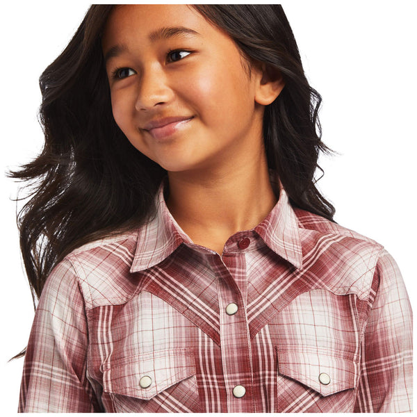 10040630 Ariat Girls' REAL Plaid Long Sleeve Shirt - Russet Plaid