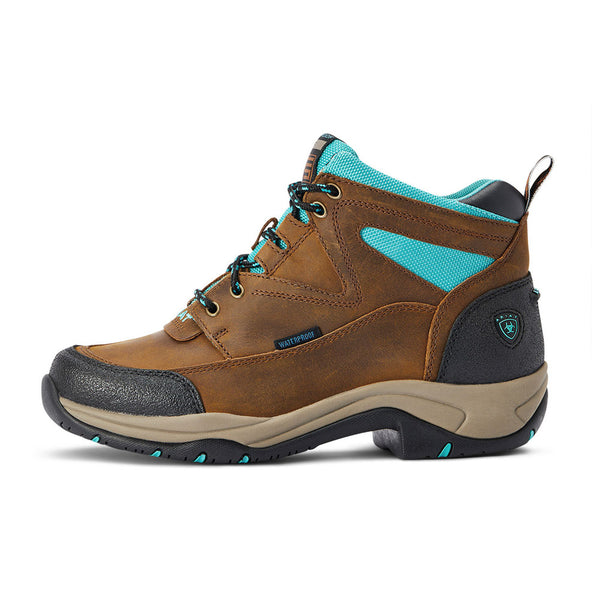10042538 Ariat Women's Terrain H2O Shoe Lace Up Boot- Weathered Brown & Turquoise