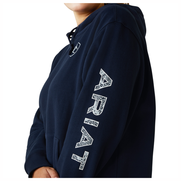 10043446 Ariat Women's Logo Hooded Sweatshirt - Navy Eclipse