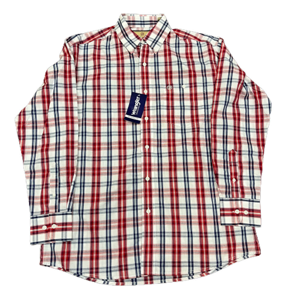 112324795 Wrangler Men's Relaxed Fit Button Down Long Sleeve Shirt Re The Wire Horse