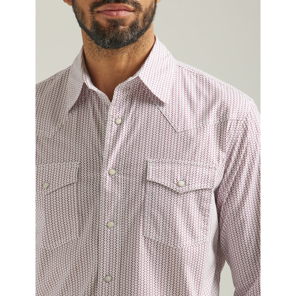 112324835 Wrangler 20X Men's Long Sleeve Western Shirt - Red & White Print