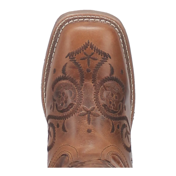 5863 Laredo Ladies Dizzie Leather Cowboy Boot- Brown Embroidered