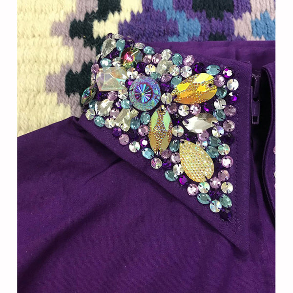 68282 Royal Highness Ladies Zip Front Show Shirt with Studded Collar