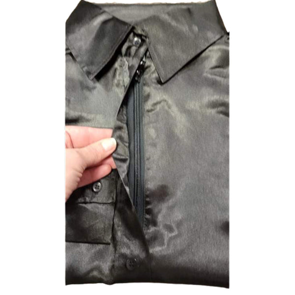 70085LATT Royal Highness Poly Satin Show Shirt w/Concealed Zippered & Faux Button Placket