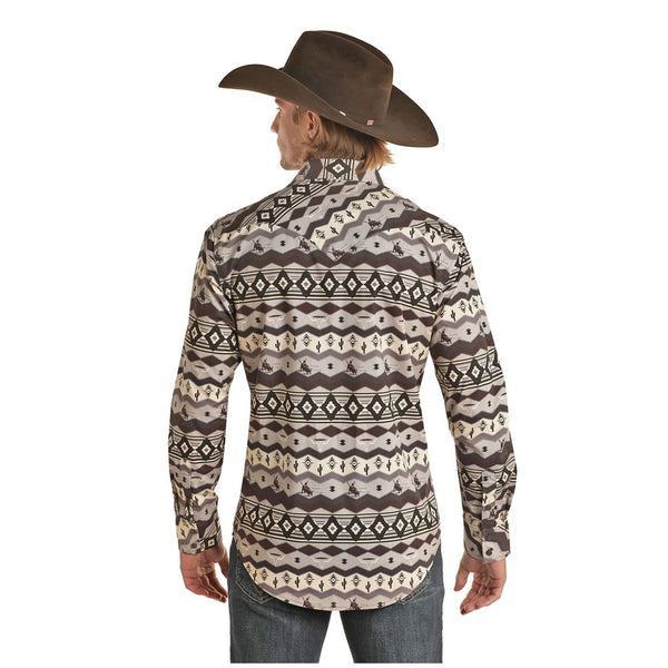 B2S7058 Rock & Roll Dale Brisby Rodeo Print Long Sleeve Snap Shirt