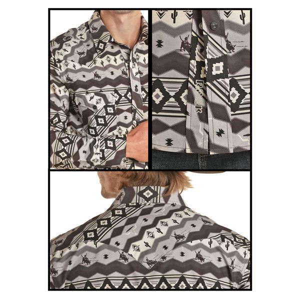 B2S7058 Rock & Roll Dale Brisby Rodeo Print Long Sleeve Snap Shirt