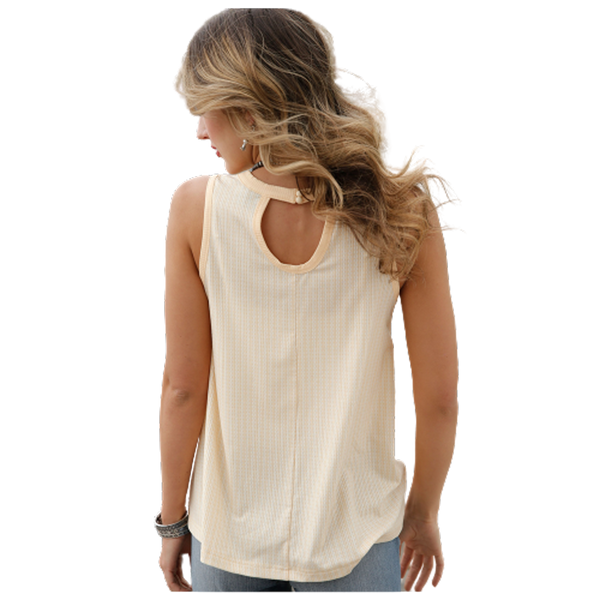 CTK7442001 Cruel Girl Women's Tank Top with Keyhole Back - Pale Yellow
