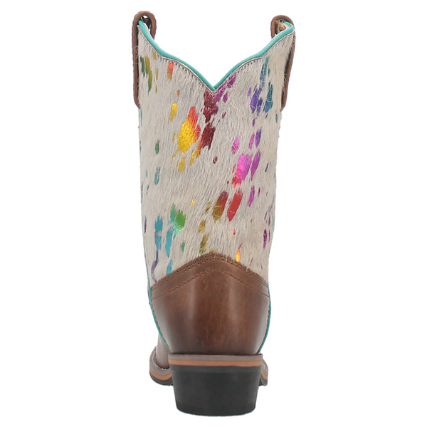 DPC3908 Dan Post Rumi Brown Leather Youth Boot w/Rainbow Splatter Hide