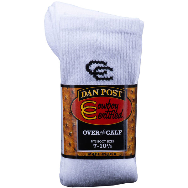 DPCBC Dan Post Men's Cowboy Certified Over the Calf Socks - White