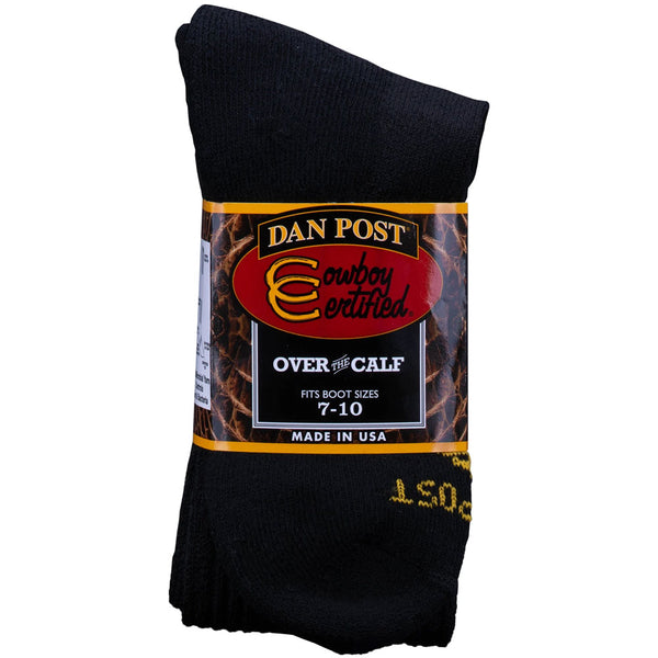 DPCBC Dan Post Men's Cowboy Certified Over the Calf 2 Pack Socks - Black
