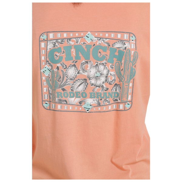 MSK7901001 Cinch Women's Short Sleeve Rodeo Brand Tee - Coral