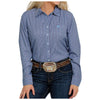 MSW9163005 Cinch Women's ArenaFlex Long Sleeve Button Down Shirt - Light Blue and Purple Print