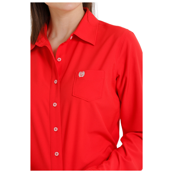 MSW9163012 Cinch Women's Long Sleeve ArenaFlex Western Button Shirt - Red