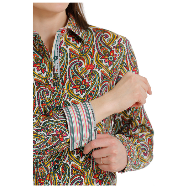 MSW9165031 Cinch Women's Long Sleeve Paisley Western Button Shirt - Multicolor