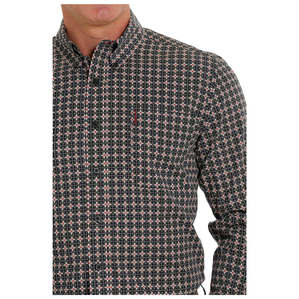 MTW1347068 Cinch Men's Modern Fit Long Sleeve Button Down Shirt Black The Wire Horse