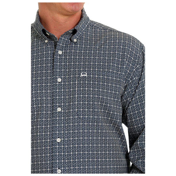 MTW1862018 Cinch Men's ArenaFLex Long Sleeve Western Button down Shirt - Navy Print