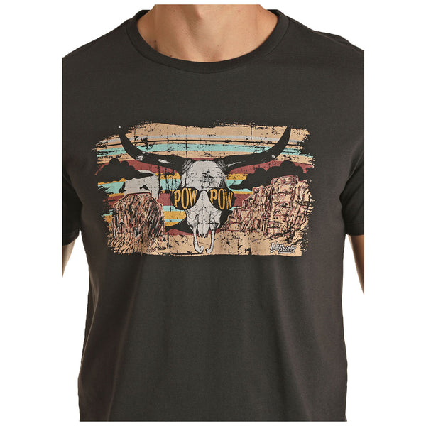 P9-3361 Rock & Roll Men's Dale Brisby Pow Pow Short Sleeve Tee Black