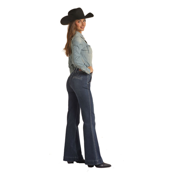RRWD5HR0GH Rock & Roll Cowgirl High Rise Front Flap Denim Trouser