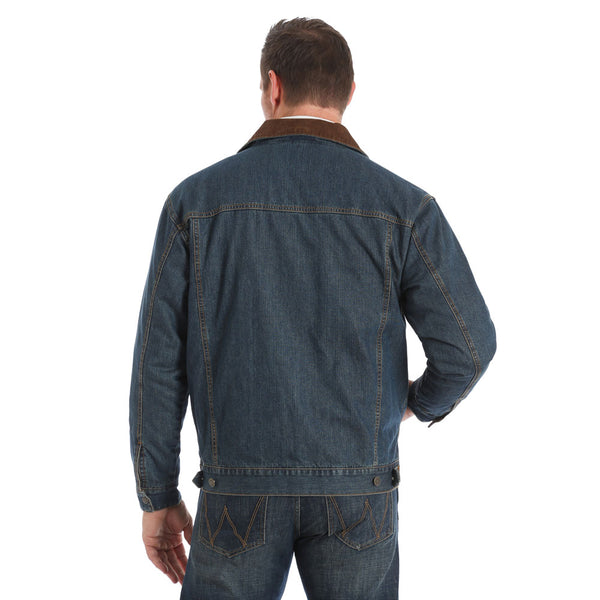 74265CD Wrangler Men's Conceal Carry Blanket Lined Denim Jean Jacket - Denim/Charcoal