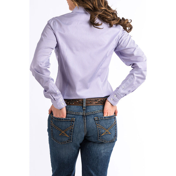 MSW9164087 Cinch Ladies Purple Pinstripe Western Shirt with Lyocell