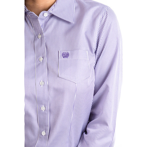 MSW9164087 Cinch Ladies Purple Pinstripe Western Shirt with Lyocell