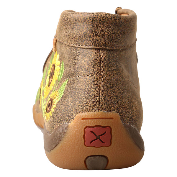 WDM0128 Twisted X Women’s Chukka Driving Moc with Sunflower Design