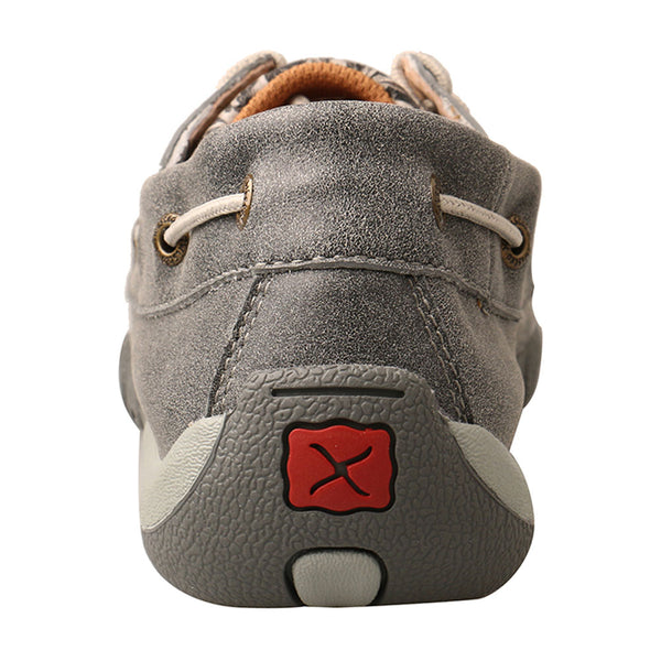 WDM0130 Twisted X Women’s Boat Shoe Driving Moc - Grey Floral Tooled