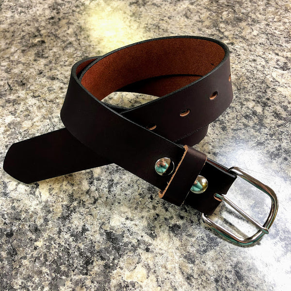 Wire Horse Men's Genuine Leather Plain Belt - Black or Brown