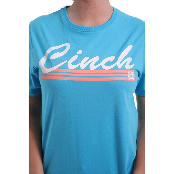 MST7848008 Cinch Women' s Logo Short Sleeve Tee Blue