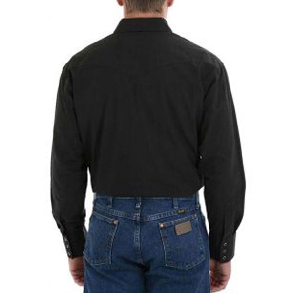 71105BK Wrangler Men's Black Long Sleeve Western Snap Shirt