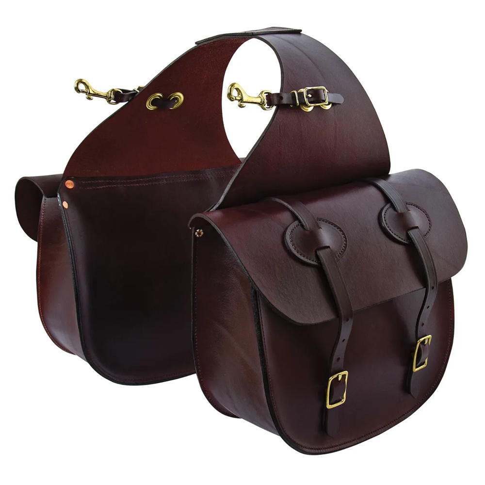 SB-61: Showman ® Tooled leather saddle bag with snaps - TexanSaddles.com